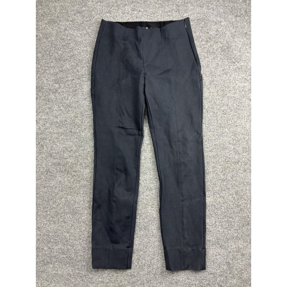 Quince Dress Pants Womens M Navy Ponte Ankle Pintuck Slim Stretch Workwear